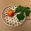Cesta de plástico trançada artesanal, tipo rattan, com enfeites, bandeja para armazenamento doméstico, lanches, cesta de frutas, cesta de frutas e vegetais trançados