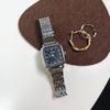 Reloj Naidu Nuevo Estilo Ins Banda Simple de Acero Plateado para Estudiantes Femeninas Clásico Cuadrado Esfera Pequeña Reloj Pulsera Acero Inoxidable