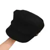 Sombrero de Ala Corta Estilo Retro Azul Marino de Ante Sintético para Mujer Otoño Invierno Diseño de Hebilla Lateral Gorra de Béisbol de Ala Corta Sombrero Atmosférico de Moda