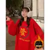 Novedad 2025 Ropa Gruesa con Forro de Polar para Año Nuevo para Mejores Amigos con Sentido de Diseño, Sudadera Holgada para Estudiantes, Tops de Moda Estilo Coreano Hong Kong para Mujeres