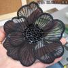Flor de organza bordada negra/blanca lentejuelas cuentas para uñas encaje pegatinas de tela mano DIY costura accesorios decorativos materiales