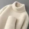 Suéter 100% Lana Pura para Hombre, Cuello Alto, Engrosado, Tejido Cálido, Capa Base de Punto Cachemir para Invierno