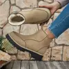 Nueva colección de otoño e invierno: botas de nieve con forro de felpa, color caqui, acabado mate, suela gruesa, cremallera lateral y forro afelpado, botas para mujer, para venta transfronteriza en la UE