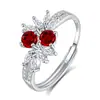 Anel Feminino de Prata Esterlina s925 com Pedra Natural SPAR Ajustável Sem Cor Livro dos Contos de Fadas Explosões Cruzada Avançada Exclusivo