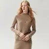 Suéter de estilo minimalista 100% cachemira pura para mujer, cuello semi alto, manga larga tejida, ligero, cálido, versátil y con diseño de manga raglán, perfecto como capa base