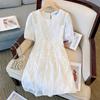 Estrategia de deformación 60.00 kg-175.00 kg ropa de talla grande para mujer al por mayor 2024 verano nuevo vestido de muñeca de manga abullonada de cintura alta