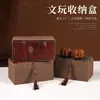 Caja de Peines Brocado Nueva Ola Caja de Regalo con Borla Bordada Antigua Caja de Almacenamiento de Peine de Madera Peine de Cuerno Caja de Manualidades