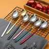 Aço Inoxidável 410 Espessura Variada Colher e Garfo Coreanos Cabo com Pintura Spray Colher de Sobremesa Colher de Comer Talheres Colher e Garfo Domésticos