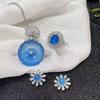 Juego de Calcedonia Congelada Plateada Ágata Azul Cielo Aretes Pulsera Vestido de Noche Jade Joyería de Cuatro Piezas