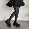 Medias Negras con Flor de Rosa Hueca Estilo Deseo Puro Pantimedias Estampadas, Medias de Red Personalizadas, Pantimedias Versátiles para Chicas Hermosas