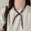 Collar de Tirar con Estampado Paisley Vintage para Mujer 2025 Nuevo Personalidad de Nicho Cadena para Suéter de Alto Nivel de Moda Versátil Goma para el Cabello