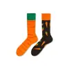 Calcetines de Moda Originales Asimétricos Estilo AB para Mujer Calcetines de Algodón de Verano Zhejiang Arte de Dibujos Animados Personalizado Calcetines de Algodón de Tubo Medio para Hombres y Mujeres