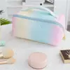 Bolsa de Armazenamento de Couro do Fabricante com Design de Gradiente Iridescente, Necessaire, Mala de Viagem, Essencial de Viagem, Bolsa de Armazenamento Portátil, Necessaire