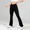 Pantalones deportivos para mujer, de tacto nude, ligeramente acampanados, con bolsillo lateral, secado rápido para exteriores, pierna recta, cintura alta, realzan los glúteos, adelgazantes, elásticos, casuales
