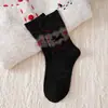 Meias de Lã Outono e Inverno para Mulheres, Estilo Retro Fair Isle, Meias Fofas com Padrão de Cachorrinho em Lã, Meias Longas Engrossadas e Quentes para Mulheres