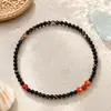 Pulsera de Piedras Naturales, Negra y Naranja, menos de 4mm, Círculo Sencillo, Cuentas Hechas a Mano, Diseño Simple, Unisex, Exclusivamente para Ventas Transfronterizas