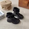 Botas Británicas Martin para Niños 2025 Otoño e Invierno Nuevos Estilo Coreano Niñas Botines Cortos de Terciopelo con Lazo de Madera y Orejas Tejidas