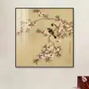 Nova pintura decorativa meticulosa estilo chinês com flores e pássaros, redonda, em estilo chinês tradicional, adequada para salas de estar, escritórios e salas de chá, como um pendente de parede de fundo, com uma estética retrô