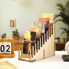 Suporte de Mesa de Madeira para Armazenamento de Cartões Suporte para Exposição de Cartões de Natal e Postais Processo de Desmontagem e Montagem Organizador Porta Cartões de Visita