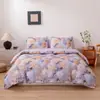 Conjunto de lençol de cama com estampa floral digital para comércio exterior transfronteiriço, conjunto de cama escovado, três peças, estilo europeu e americano