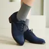 Zapatos Planos Retro Estilo Británico para Mujer Ante Punta Redonda Tacón Grueso Tacón Bajo Cordones Delanteros Brogue Casual Zapatos Planos de Boca Baja para Mujer