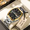 Poedagar/Baidaqia Nuevo Reloj para Hombre Impermeable Luminoso Forma de Barril Cuarzo Correa de Acero Doble Calendario Reloj de Pulsera