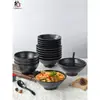 Tigela de ramen de carne estilo japonês, tigela preta grande comercial, tigela de sopa, tigela de macarrão, tigela de plástico, louça de imitação de porcelana, tigela e hashi, tigela para hot pot picante