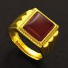 Anillo Boutique Chapado en Oro de 24k Joyería para Hombre Latón Oro Arena de Vietnam Joyería Ónix Gema Incrustada Anillo Abierto