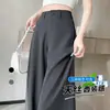Traje gris de mujer con pantalones de pierna ancha para otoño, corte ajustado, cintura alta, adelgazante, con caída, casual, de pierna recta, hasta el suelo