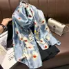 Lenço de Novo Estilo para Mulheres, Primavera e Outono, Lenço Longo de Seda para Combinar com Casaco, Lenço Longo de Cetim, Xale com uma Vibe Coreana