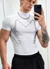 Camiseta Esportiva de Basquete Masculina de Verão Manga Curta Justa Fitness Corrida Secagem Rápida Absorção de Suor Treinamento