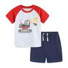 Traje de verano de manga corta para niños, camiseta con estampado de excavadora de estilo europeo y americano, jersey de algodón para niños.