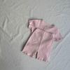 Traje de Bebê de Verão Simples Cor Doce Bebê Fresco Orelha Manga Curta Shorts Conjunto de Duas Peças