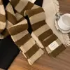 Cachecol Listrado Color-Block Estilo Japonês para Mulheres, Versão Coreana de Inverno Cachecol de Tricô Simples Retro Versátil, Cachecol Tendência Quente e à Prova de Frio