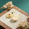 Jinqi Estilo Chinês Moda Nacional Estilo Dinastia Tang Brincos Padrão Fita Esculpido Brincos Padrão Folha Flor Oca Acessórios Estilo Tang