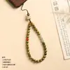 Colgante de cordón para teléfono de sándalo verde, cadena para teléfono estilo chino de loto de boj, correa de muñeca de sándalo, accesorio de alta gama anti-pérdida