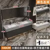 Conjunto de mueble de baño de doble seno de pie, lavabo para baño público, lavabo de mármol