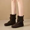Botines retro populares Birkenstock para mujer, nuevo estilo otoño e invierno 2026, versátiles botines Melard de tacón apilado con lazo, botines Martin