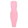 Yizhilian Vestido Vermelho Clássico Europeu e Americano de Gola Alta Sem Manga com Tiras Feminino Cross-Border Slim Fit Stretch Vestido de Festa Ol