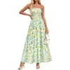 Vestido Bohemio Vintage Europeo para Mujer de Amazon Transfronterizo 2026 Verano Nuevo Floral sin Tirantes Largo