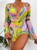 2025 Comercio Exterior Transfronterizo Nuevo Traje de Baño de una Pieza Malla de Manga Larga Cubre-traje Bikini de Tres Piezas Bikini para Mujer