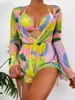 2025 Exportación Transfronteriza Nuevo Traje de Baño de una Pieza Malla de Manga Larga Cubre Traje de Baño Bikini de Tres Piezas Bikini para Mujer