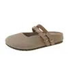 Sandalias de verano nuevas para mujer 2026 con plataforma interior, suela gruesa, punta cerrada, sin cordones, para uso exterior, zapatos tejidos de dos vías estilo Birkenstock
