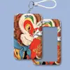 Rei Macaco Sun Wukong Pintura a Óleo Porta Cartões Deslizante para Cartão de Ônibus Marca de Fábrica Porta Armazenamento de Cartão de Acesso Cartão Bancário