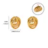 Brincos Retro Mini de Aço Inoxidável Urso Lua para Mulheres Banhados a Ouro 18K Brincos que Não Desbotam Joias Exquisitas Novo