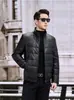Nueva Chaqueta de Plumas de Cuero Genuino 2026 para Hombre, Chaqueta Corta de Cuero de Ternero Haining con Cuello Alto, Abrigo de Plumas Engrosado para Hombres de Mediana Edad