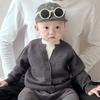 Suéter de punto perezoso de otoño e invierno para bebé de dos piezas falsas estilo coreano suave y ceroso para niños y niñas pantalones rectos casuales versátiles