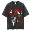 [Lavado Transfronterizo] Camiseta Retro de Algodón Lavada de Superhéroe Marvel Spider-Man Vengadores Hip-Hop Street para Hombres y Mujeres