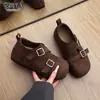 Zapatos Birkenstock de Cuero Genuino Suela Gruesa Aumentan la Altura Interior para Mujer Otoño 2026 Nuevos Versátiles Retro Zapatos de Vestir Zapatos Pequeños de Cuero Mocasines