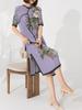 2024 verão novo estilo vestido feminino moda solta grande tamanho vintage estampado cheongsam split elegante vestido midi